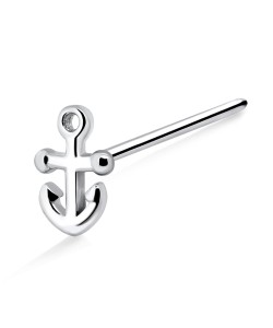 Anchor Shaped Silver Straight Nose Stud NSKA-1033